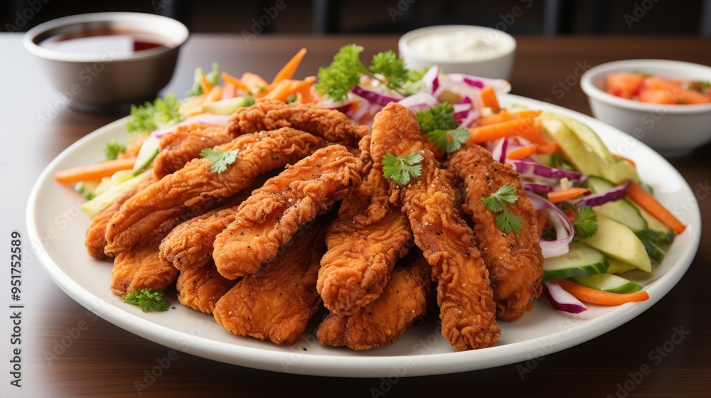 Free photo crispy fried chicken on a plate with Free photo crispy fried chicken on a plate with