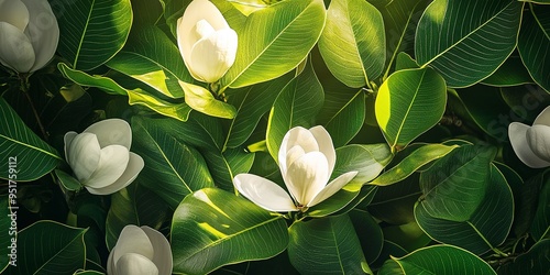 close up leaves magnolia sunsation at amsterdam the netherlands photo