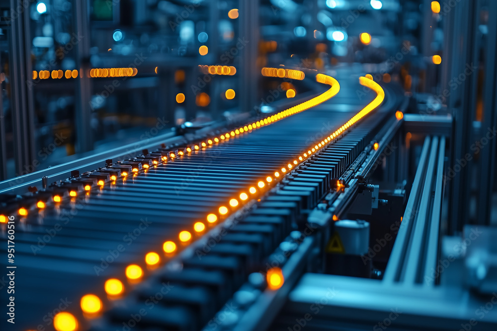 Conveyor Belt in a Modern Factory: Industrial Automation and Production Conveyor Belt in a Modern Factory: Industrial Automation and Production