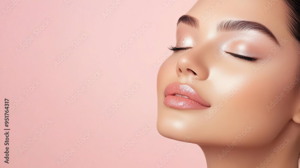 Model contouring her face with a sculpting brush Model contouring her face with a sculpting brush