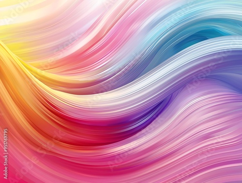 Abstract colorful waves flow on a gradient background, creating a dynamic