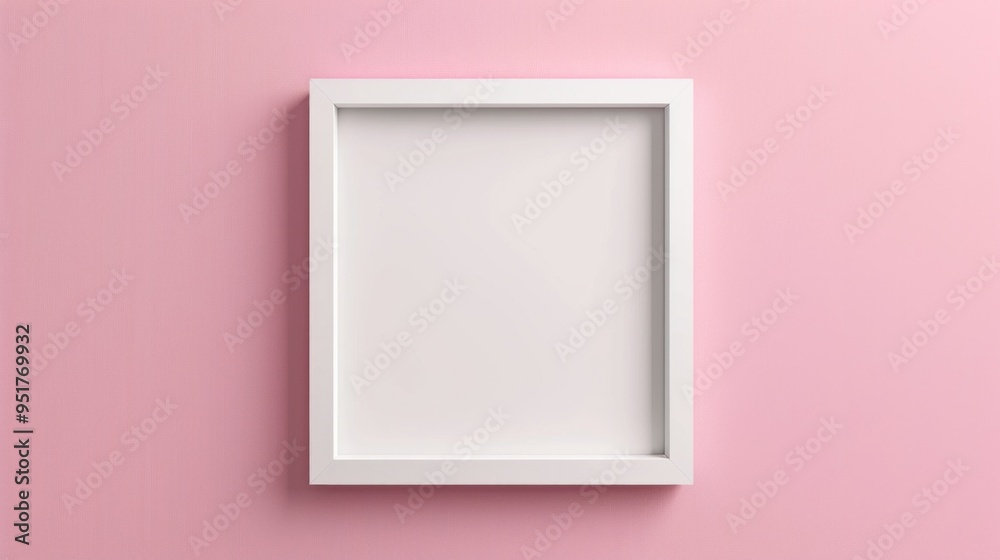 Top view of white blank square frame for mock up and display products with pastel background Top view of white blank square frame for mock up and display products with pastel background