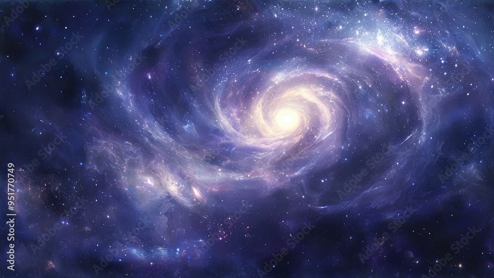 A swirling galaxy of stars and gas with a bright center. A swirling galaxy of stars and gas with a bright center.