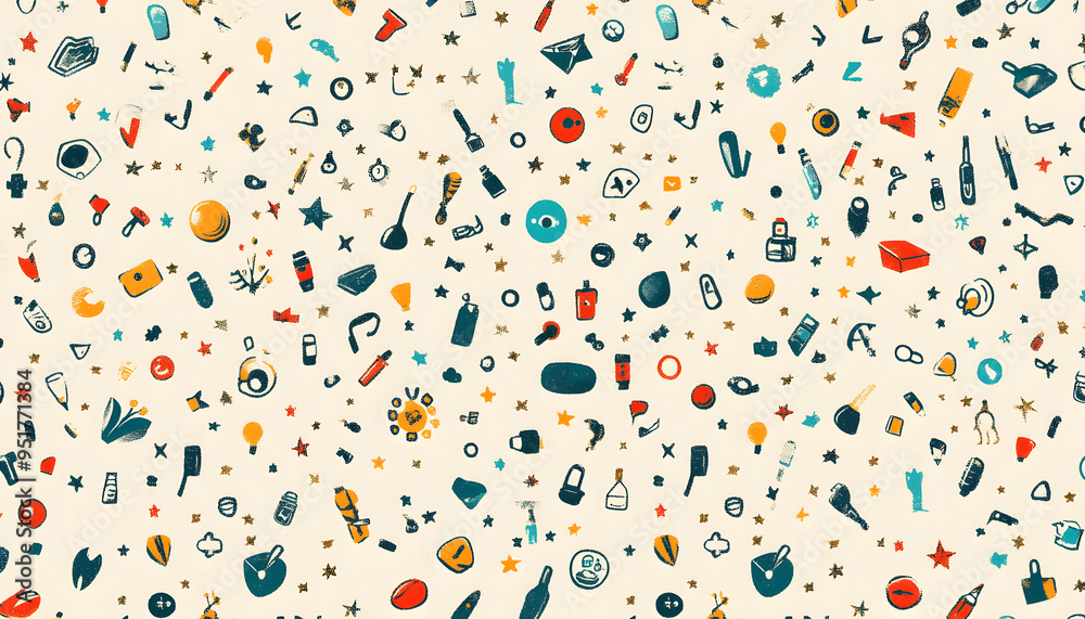 Repeating small icons, like stars, dots, or simple symbols, evenly spaced on a neutral background for a subtle pattern.