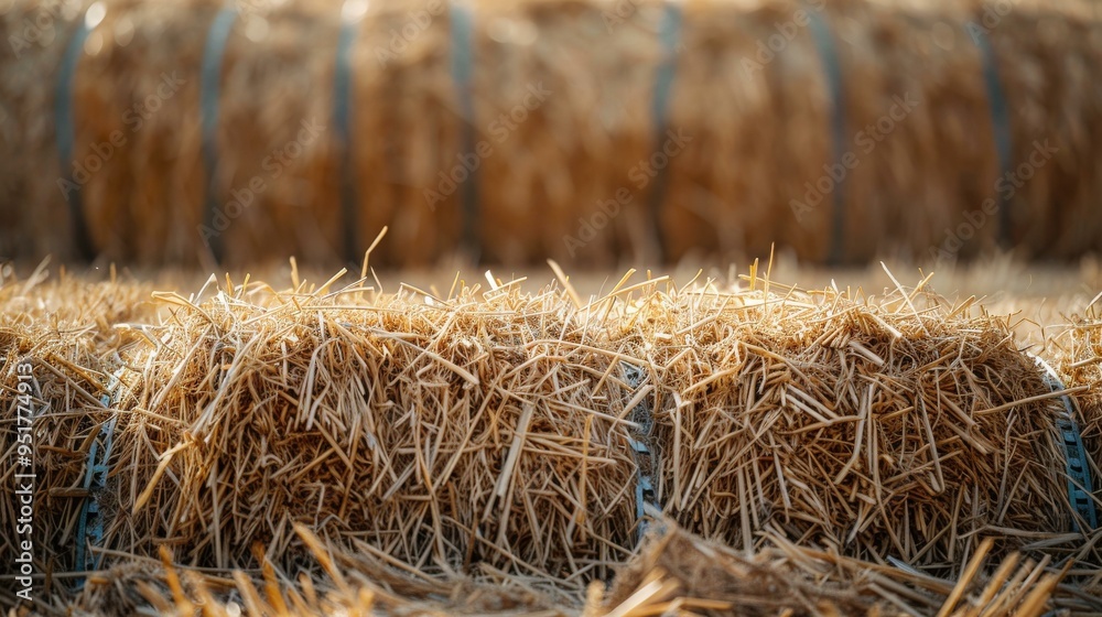 Fototapeta premium Hay Bale Texture, Close Up, Rural, Agriculture, Straw