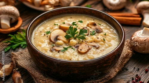 Bulgarian national cuisine: Mashed soup made from fresh mushrooms.