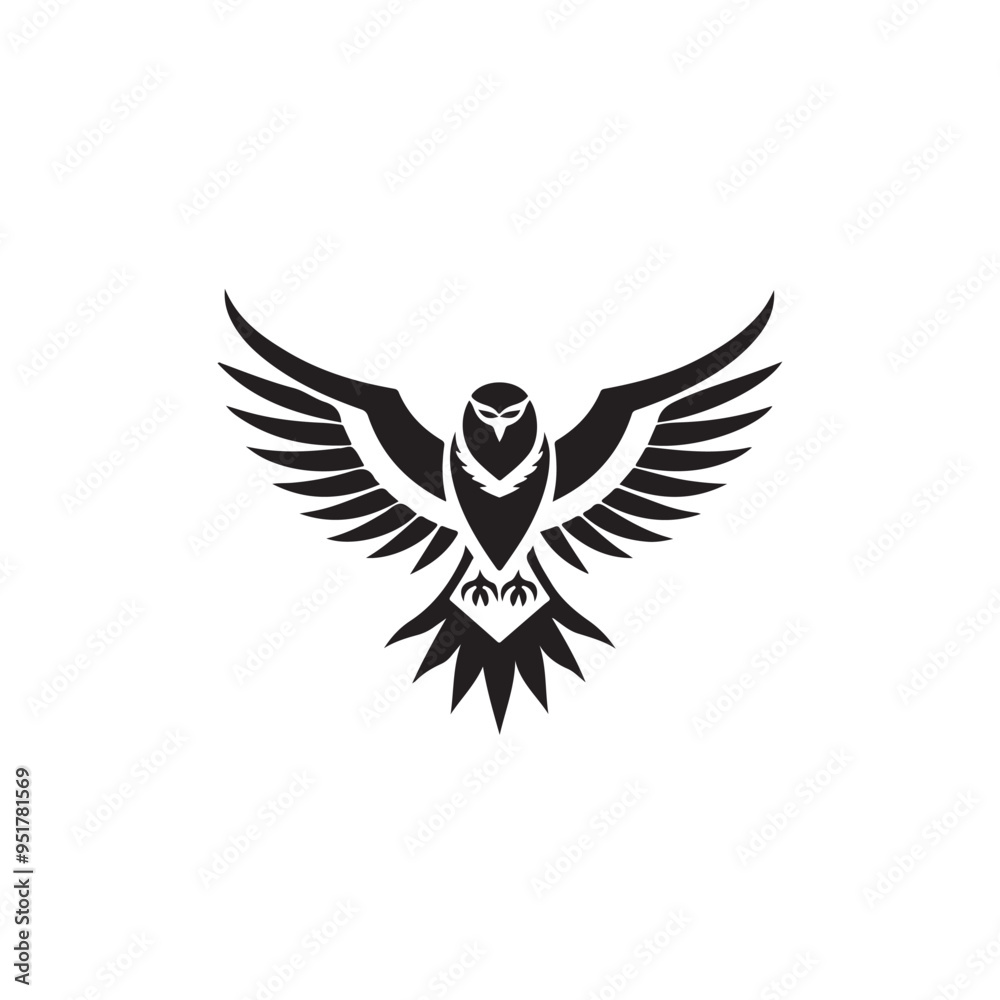 Fototapeta premium Simple and Stylish Eagle in Flight Icon Logo with Circle Shape for Premium Use