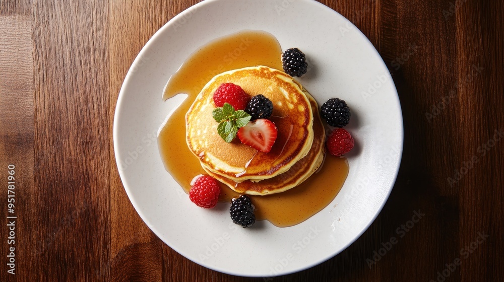 Delicious Pancakes with Berries and Syrup Delicious Pancakes with Berries and Syrup