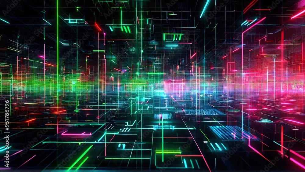 Abstract digital network background with glowing lines and neon colors. Abstract digital network background with glowing lines and neon colors.