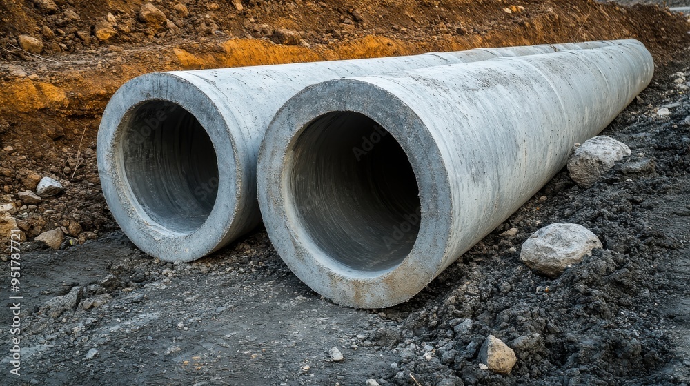 Roadwork for Concrete Drainage Pipe System Installation Roadwork for Concrete Drainage Pipe System Installation