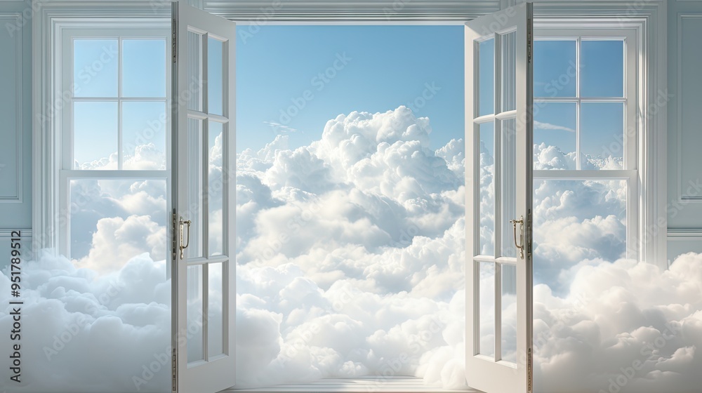 Window in room with surreal and mystical Window in room with surreal and mystical