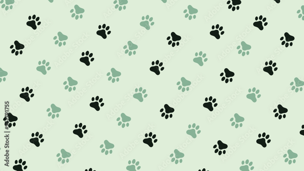 Green and black seamless pattern of dog or cat paw print for t-shirts, backgrounds, patterns, websites, showcases design, greeting cards, child prints, wallpapers etc Green and black seamless pattern of dog or cat paw print for t-shirts, backgrounds, patterns, websites, showcases design, greeting cards, child prints, wallpapers etc