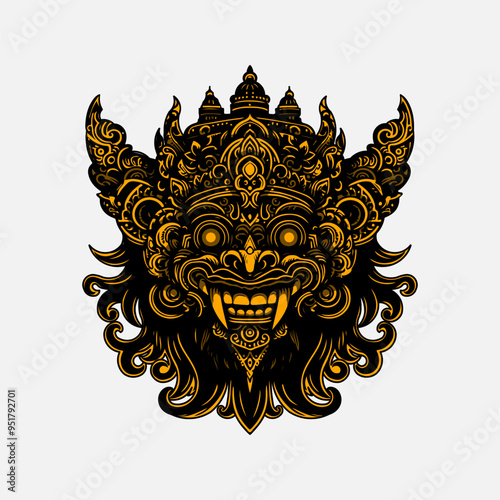 Traditional mask balinese symbol illustration