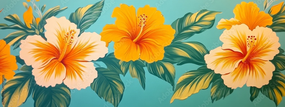 Fototapeta premium Tropical Hibiscus Flowers.