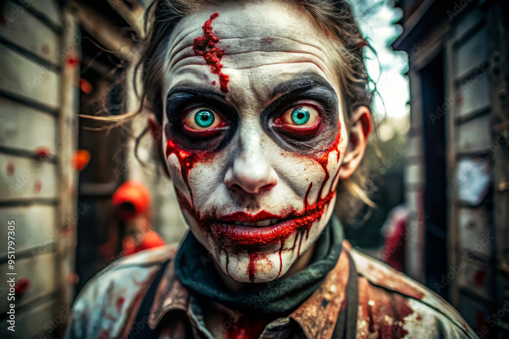 Creepy Bloody Halloween Costume With Green Eyes Creepy Bloody Halloween Costume With Green Eyes