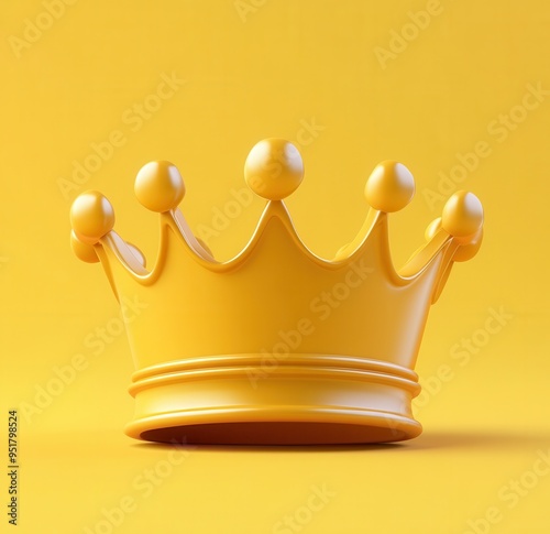 3D Rendering Gold Crown Isolated on yellow Background