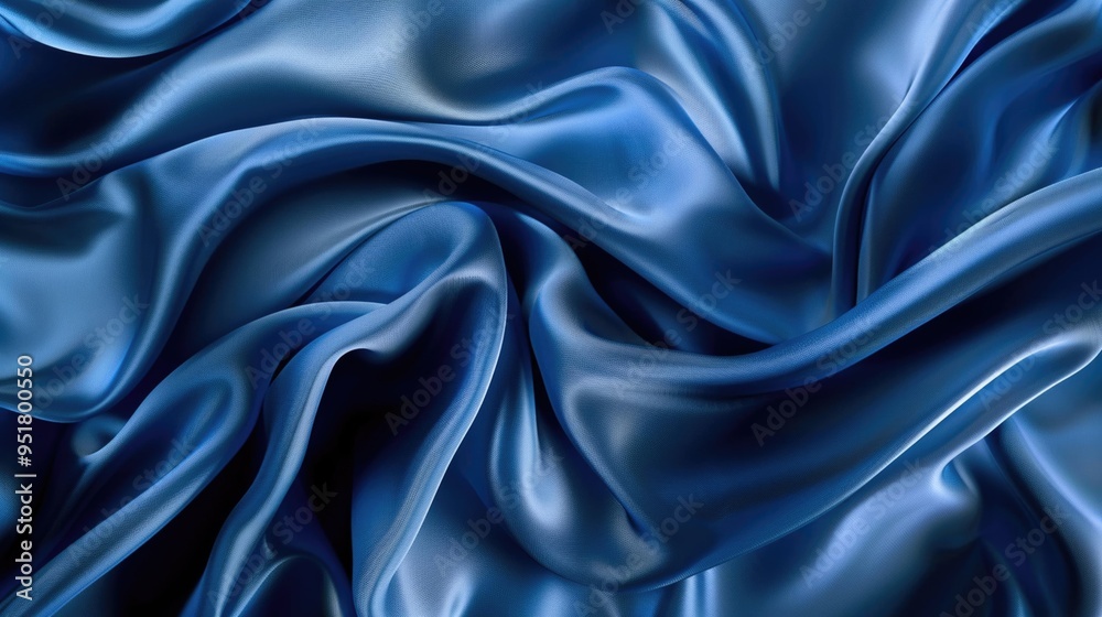 Blue silk fabric with a flowing texture, highlighted by soft lighting to accentuate its sheen. Blue silk fabric with a flowing texture, highlighted by soft lighting to accentuate its sheen.