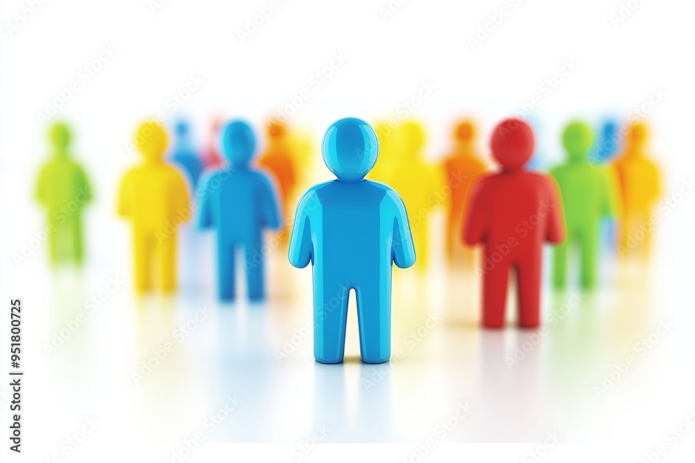 Colorful figures standing out in a crowd, symbolizing individuality, diversity, and inclusion in a group setting. Colorful figures standing out in a crowd, symbolizing individuality, diversity, and inclusion in a group setting.