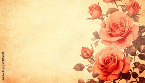 Vintage Floral Background with Roses.