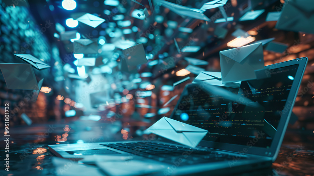 Clutter and spam concepts with millions of emails ai genrative Clutter and spam concepts with millions of emails ai genrative