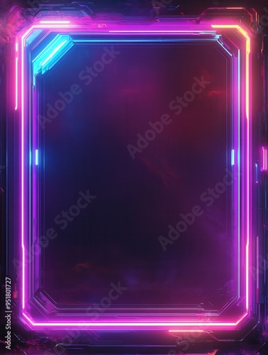 Abstract glowing neon border webcam overlay video stream screen frame template
