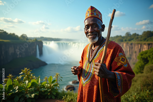 Elderly Zimbabwean Man in Dashiki by Victoria Falls photo