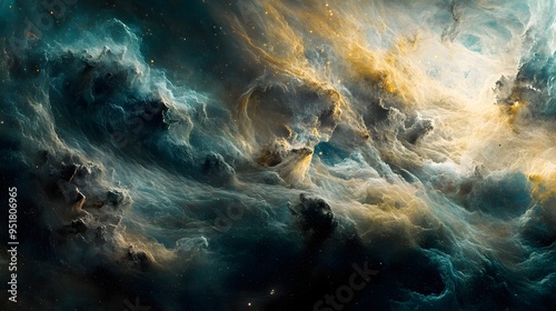 Captivating Cosmic Cannibalism   Swirling Celestial Dance of Science Fiction Surrealism photo