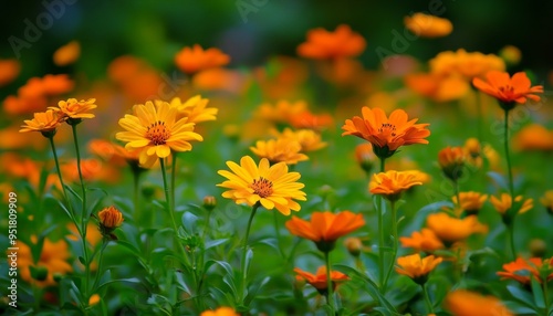 Foreground flower gardens and meadows,Blossoming Spring Park: Abstract Floral Fusion for Joyful Outdoor Experiences. Minimalist Design with Elegant Gradient Textures, Perfect for Posters, UI, Web, and