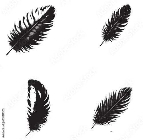 silhouette of clean vector Feather isolated on white background