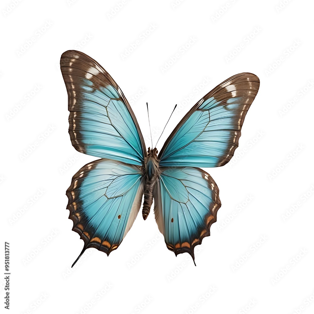 Naklejka premium Turquoise butterfly, isolated on white background