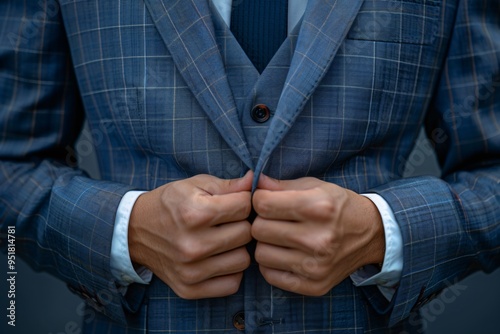 Close-Up of Businessman Adjusting Suit Jacket for a Perfect Fit