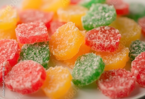 Assorted Sugary Sliced Candies in Vibrant Colors