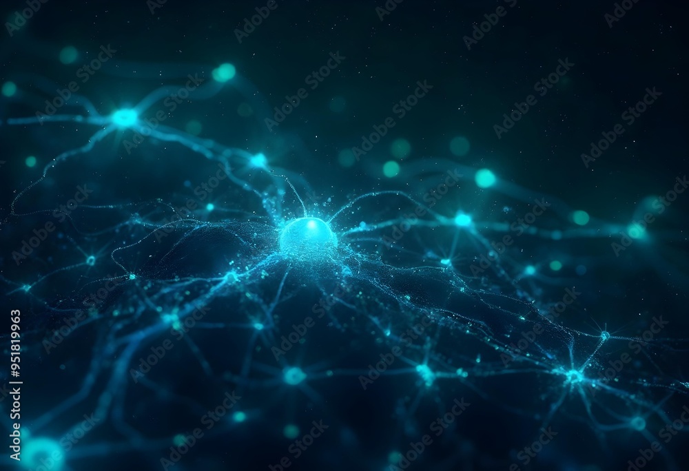 Neural Network Visualization in Blue Glowing Web Design Neural Network Visualization in Blue Glowing Web Design