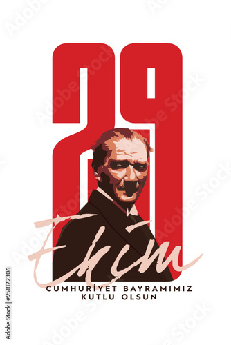 29 ekim Cumhuriyet Bayramı kutlu olsun. Translation: 29 october, republic day of Turkey. Typography vector design