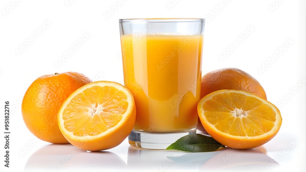 glass of fresh orange juice with oranges around close up isolated glass of fresh orange juice with oranges around close up isolated