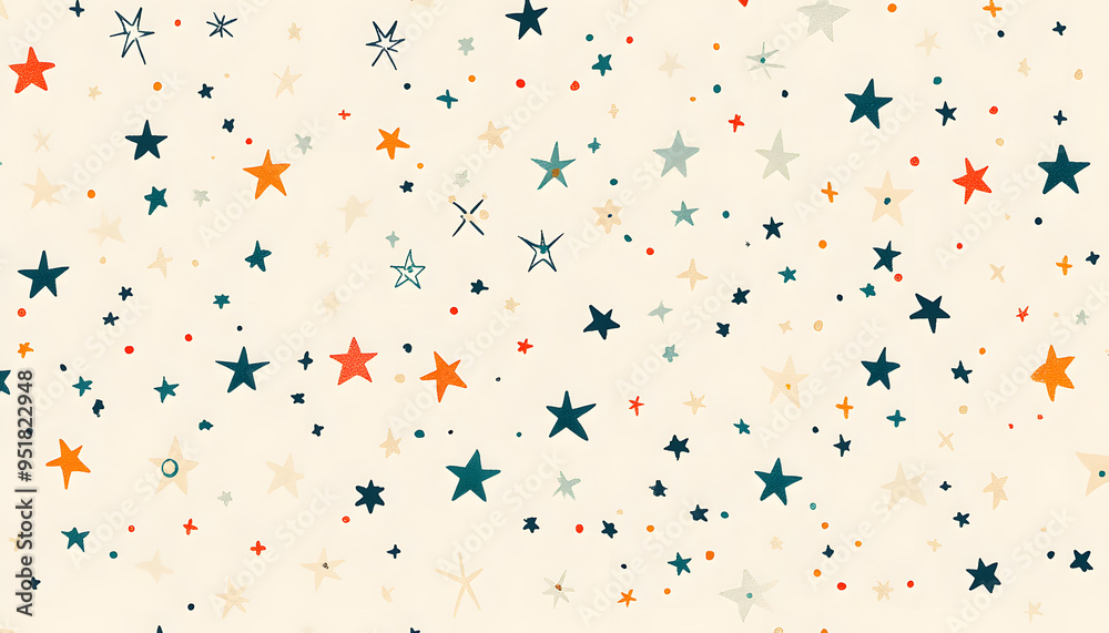 Obraz premium Repeating small icons, like stars, dots, or simple symbols, evenly spaced on a neutral background for a subtle pattern.