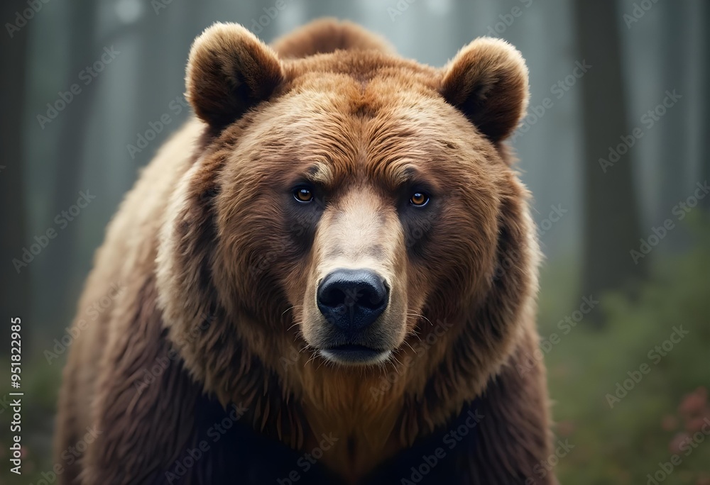 Close-Up Portrait of a Majestic Bear in a Forest Setting Close-Up Portrait of a Majestic Bear in a Forest Setting