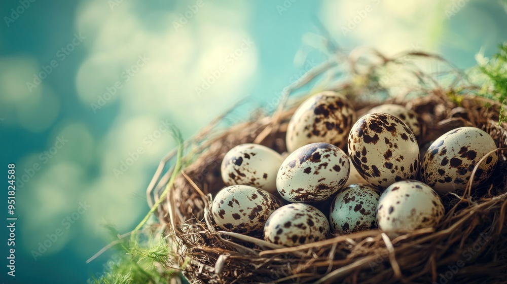 Obraz premium Quail Eggs in a Nest