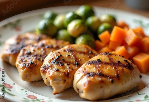 Healthy Grilled Chicken Breast with Vegetables Meal