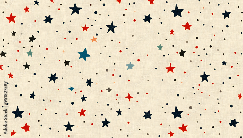 Fototapeta premium Repeating small icons, like stars, dots, or simple symbols, evenly spaced on a neutral background for a subtle pattern.
