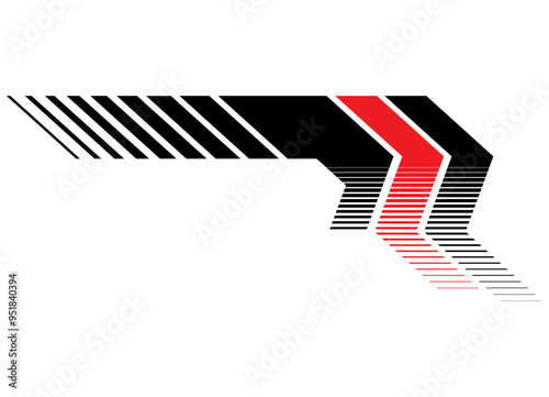 Vector pattern on board car, motorcycle, boat, toys, sportswear. Modern sports design element. Racing strip. Vector background. Red and black Speed ​​design element
