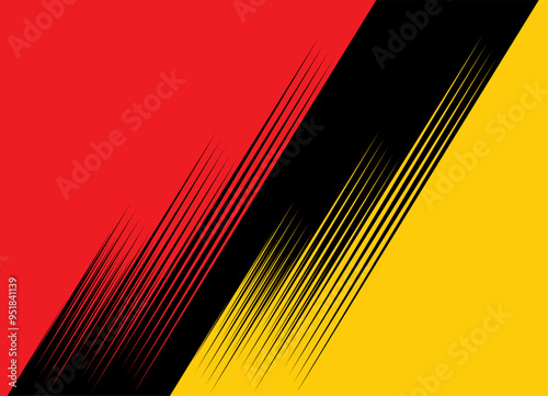 Vector transition in the colors of Germany and Belgium with lines in a retro style. Modern striped pattern. For covers, advertising. Abstract yellow red black vector background. The rays