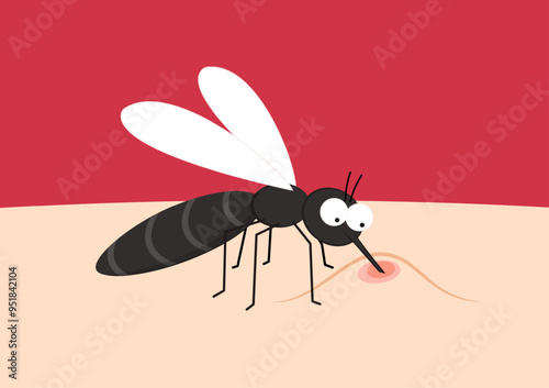 Mosquito bites. mosquito cartoon. wallpaper. free space for text. copy space.