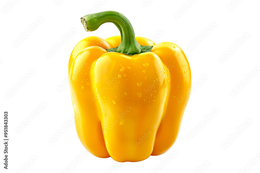 Yellow bell pepper with green stem isolated on a white background. Yellow bell pepper with green stem isolated on a white background.