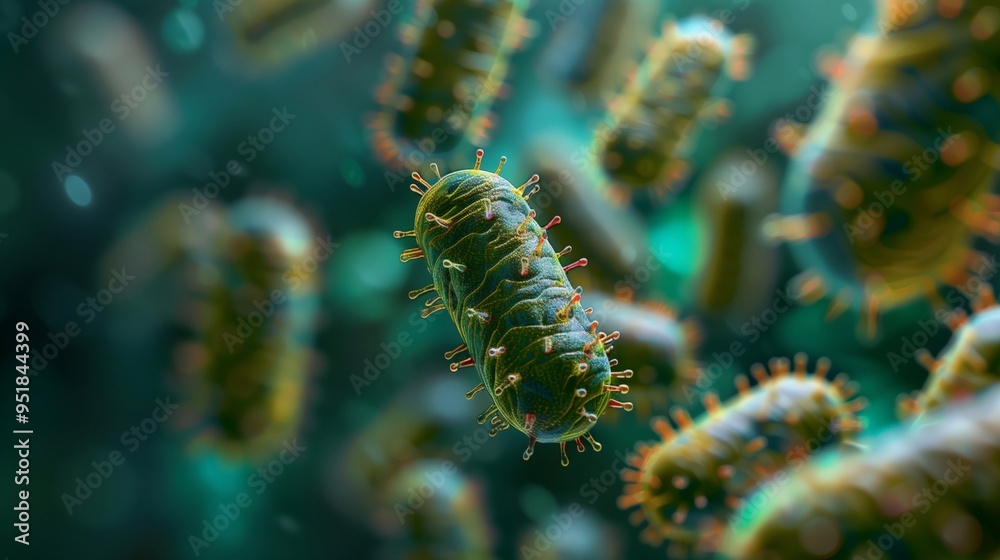 Fototapeta premium Vibrio bacteria under a microscope.