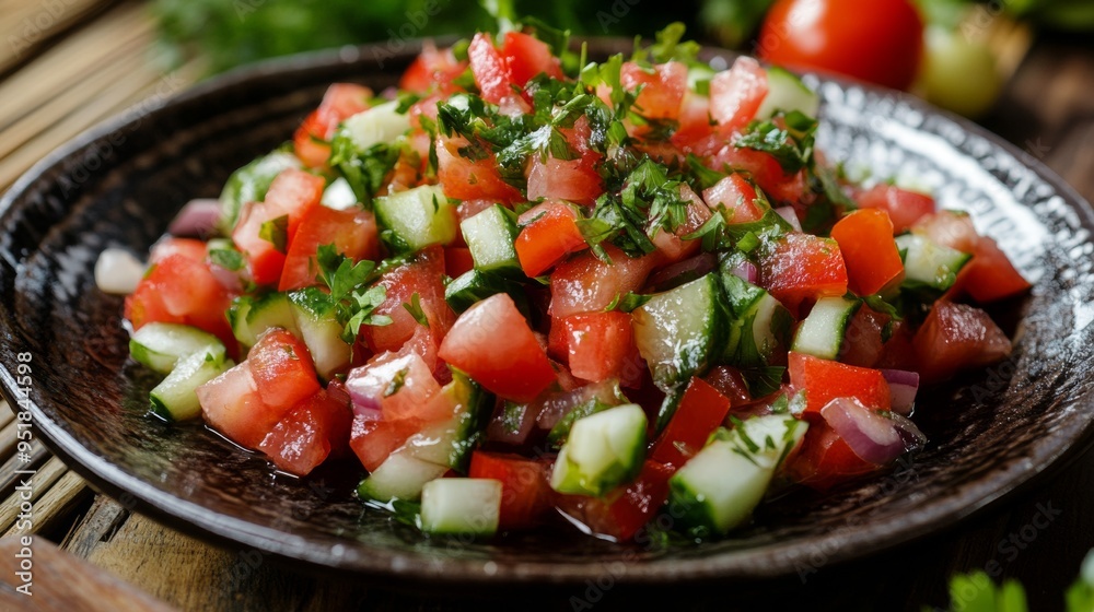 Bulgarian national cuisine: Spring salad. Bulgarian national cuisine: Spring salad.