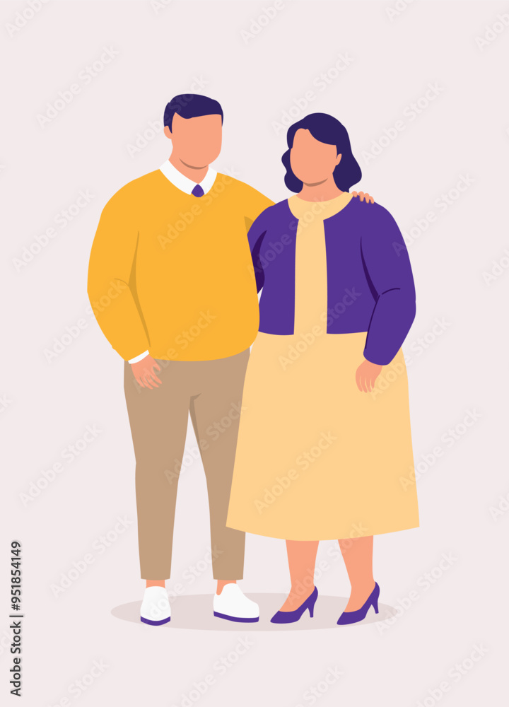 Portrait Of Plus Size Couple Standing Together With Arms Around. Portrait Of Plus Size Couple Standing Together With Arms Around.