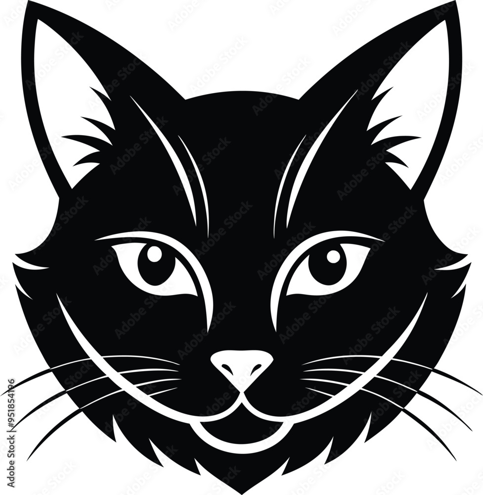 Obraz premium cat head silhouette vector illustration