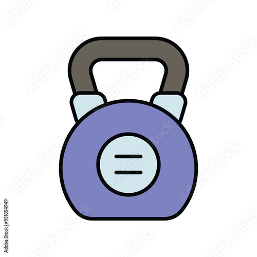 kettle bell color line icon with white background vector stock illustration