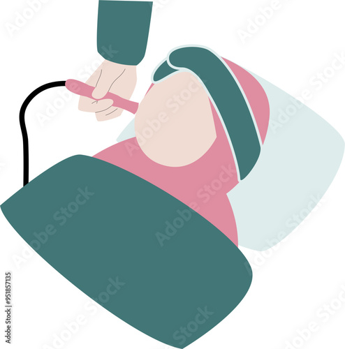 Muslim woman undergoing galvanic facial treatment Illustration